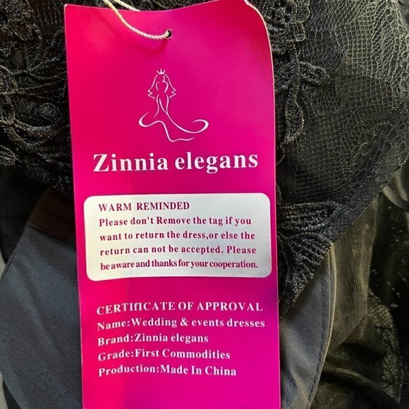 ZINNIA ELEGANS Heavy Black Lace Cropped Built in Bra Top Prom Ball Formal -NWT - Picture 10 of 13